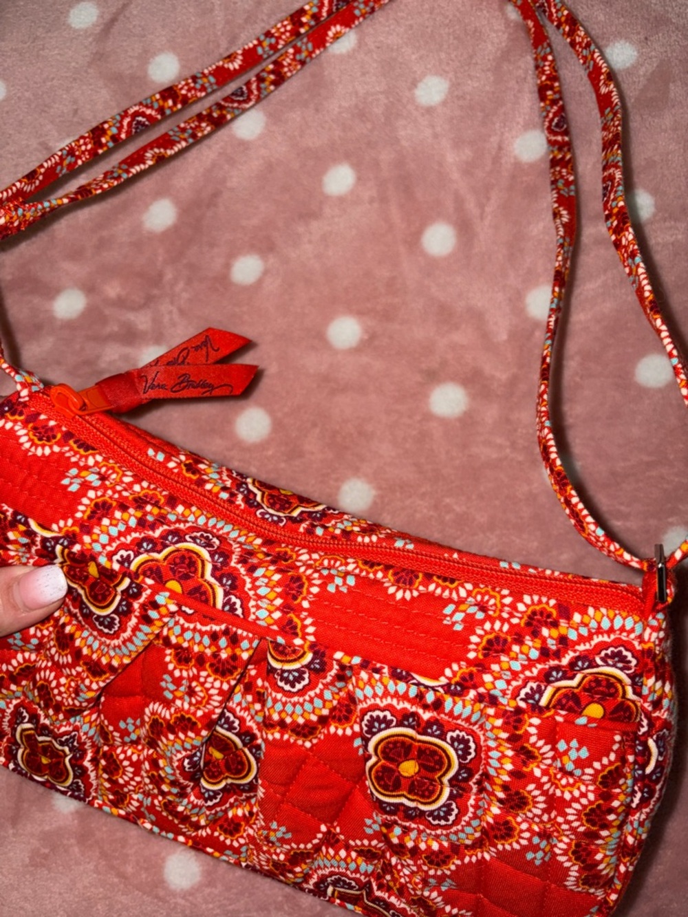 Vera Bradley Orange and Blue Quilted Floral Adjustable Crossbody Purse NWOT - Picture 6 of 9